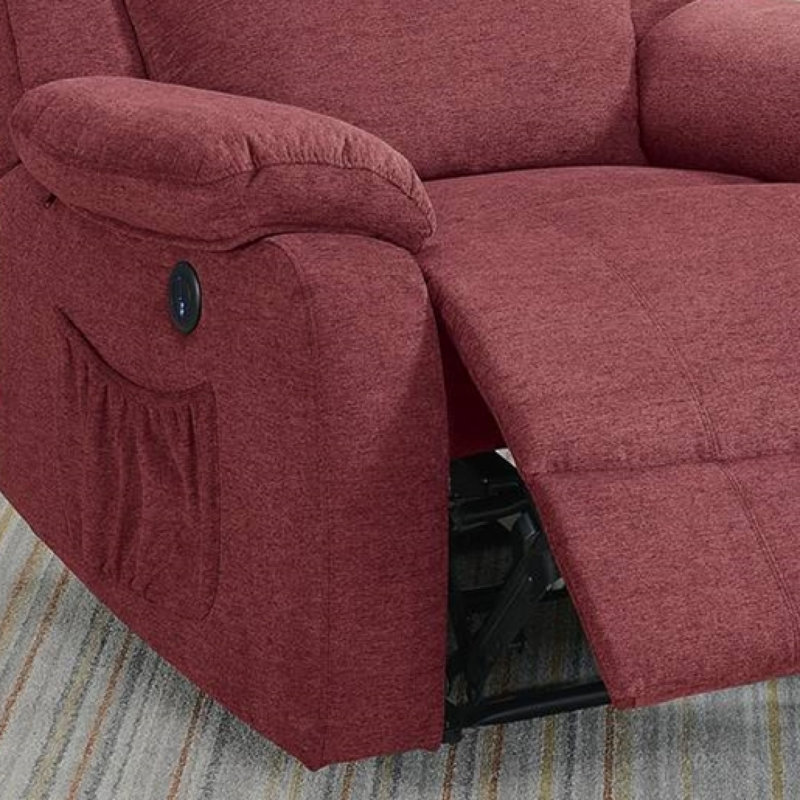 Fauteuil inclinable électrique en rouge paprika, Velours rouge paprika