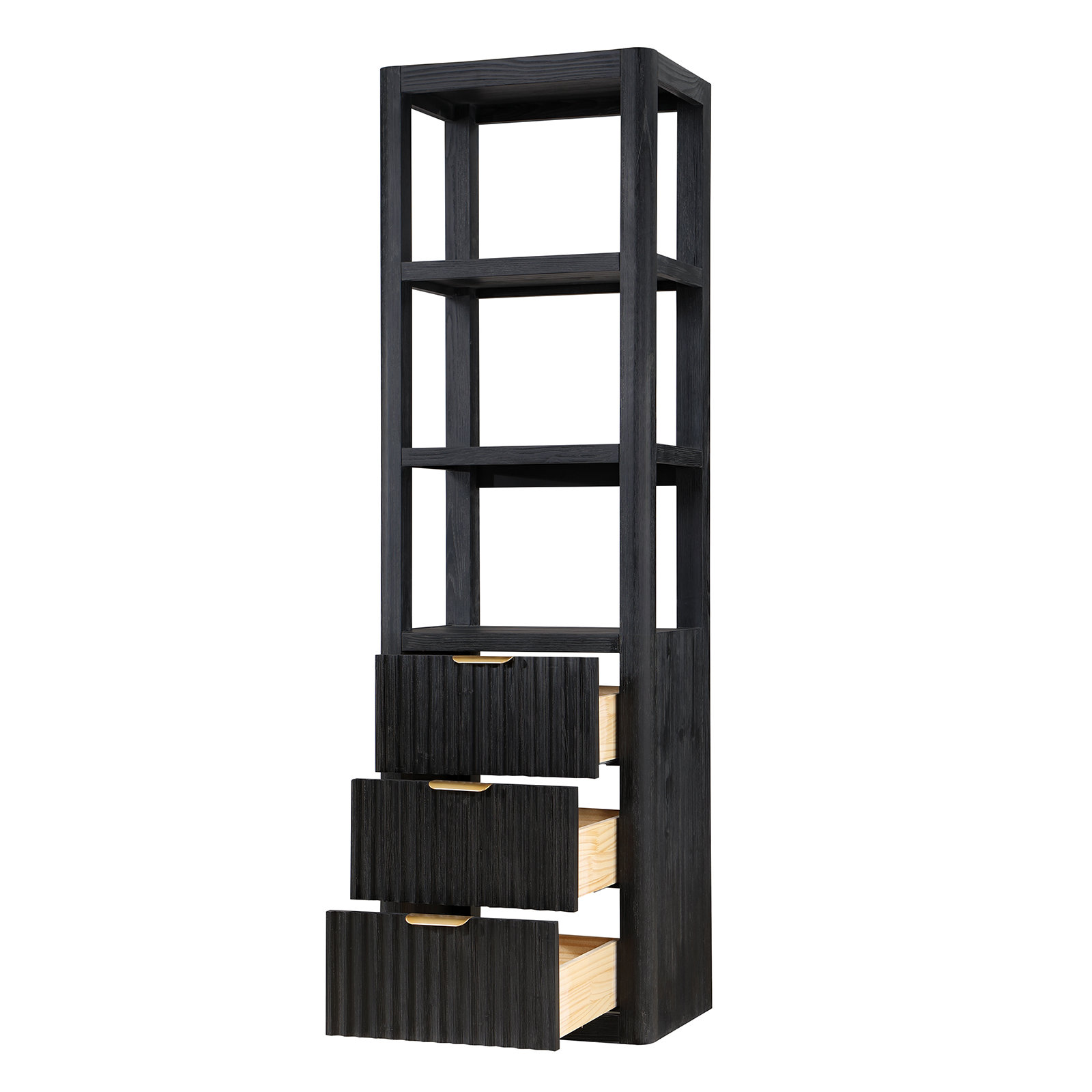Adela Solid Wood Linen Cabinet, Black