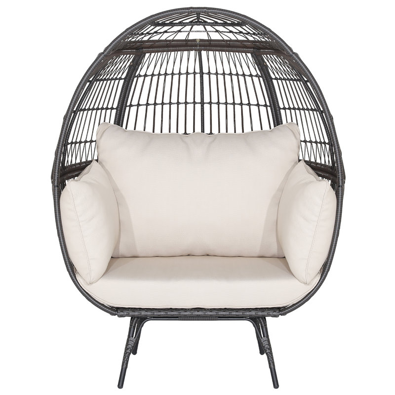 Chanakya Egg Chair with Stand, Beige/White