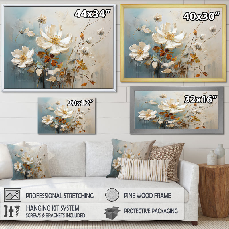 Minimalisme fleurs saisonnières II sur toile, H 30 po x l 40 po x P 1,5 po, Cadre simple noir