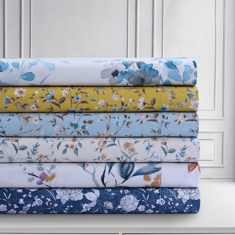 Sateen Floral Sheet Set, Queen