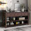 Console rétro avec deux tablettes ouvertes, structure en bois de pin massif et pieds pour le salon