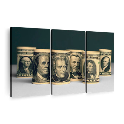 «Rolled American Dollar Bills», 3 pièces