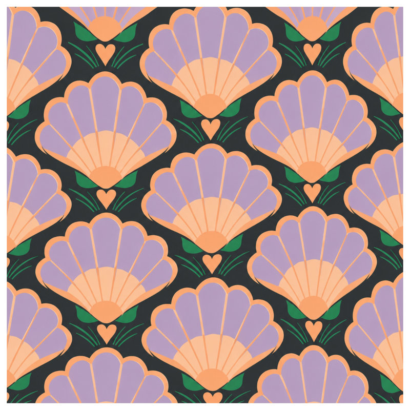 Shell Pattern Motif Window Curtains, Shells Sheer & Blockout Curtains - 1 Panel, 50" x 92" - 1 Panel, Sheer