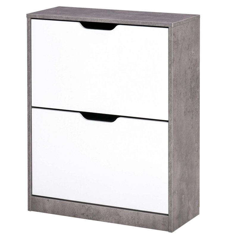 Flip Down Shoe Storage, Grey/White