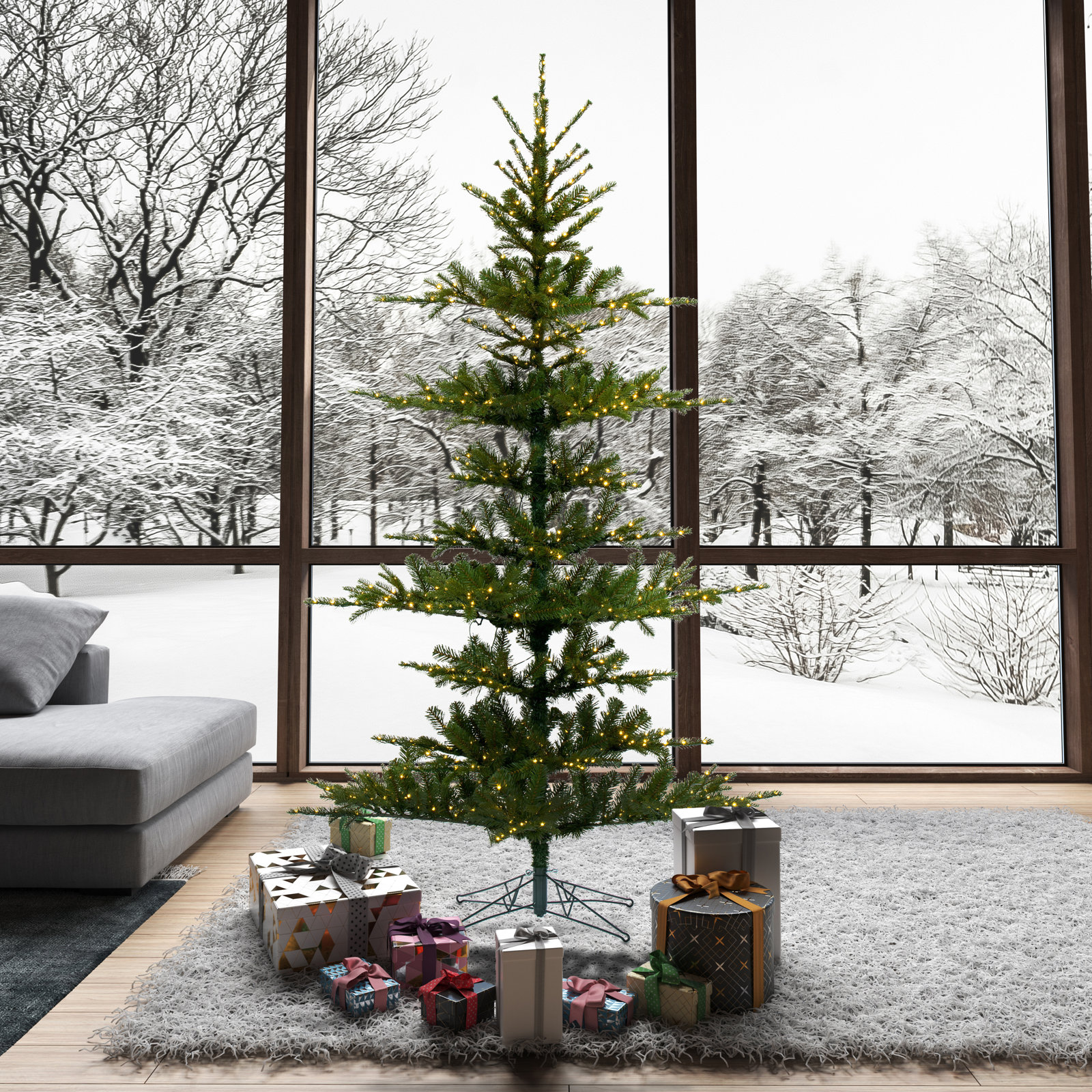 7.5' Lighted Artificial Pine Christmas Tree