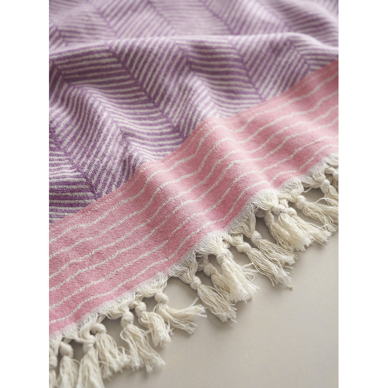 Serviette en coton mauve à rayures mauve