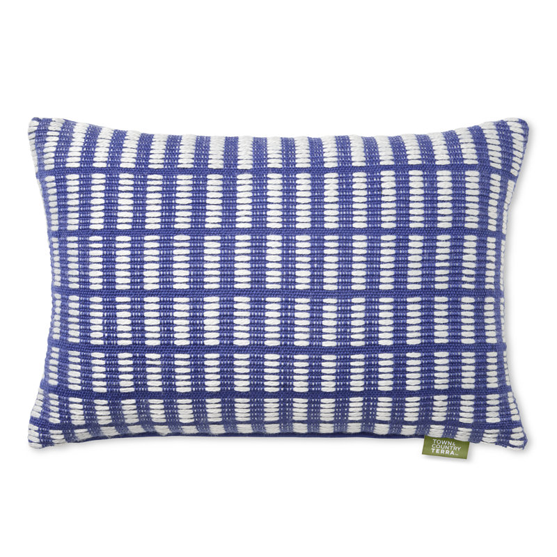 TOWN & COUNTRY TERRA Alara Indoor Outdoor Decorative Pillow , Blue/Ivory Geometric, Square 20"H x 20"W
