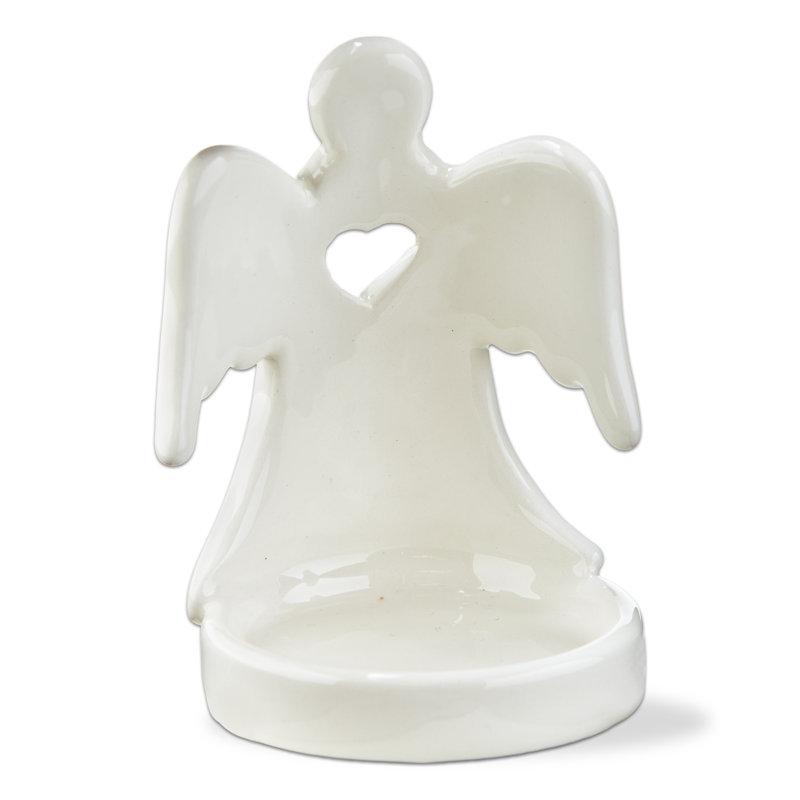 Angel Tealight Candle Holder White Ceramic Christmas