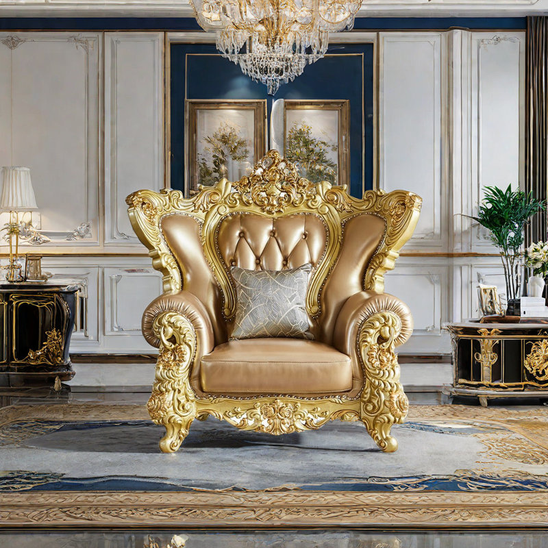 Chaise de salon de style européen sculptée.