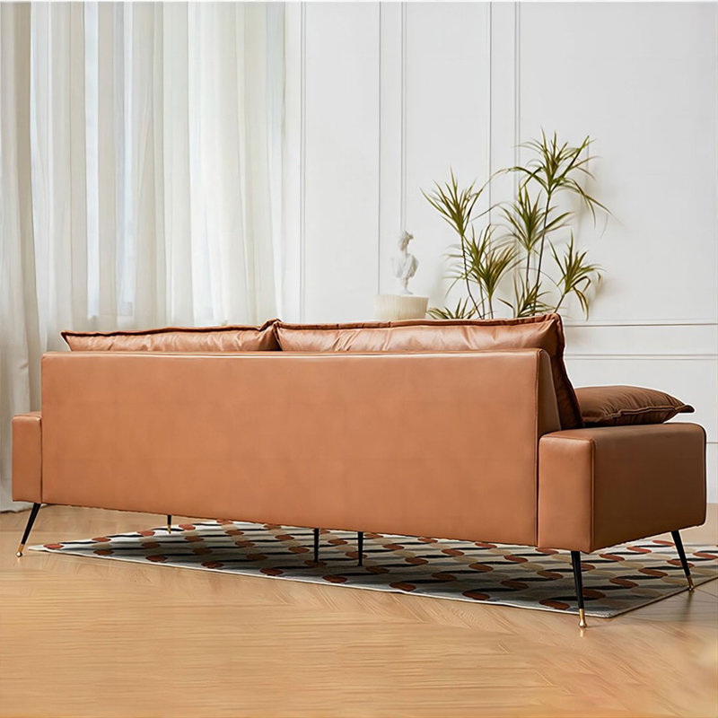 Canapé modulaire orange en microfibre / microsuède, H 33,46 po x L 94,49 po x l 35,43 po
