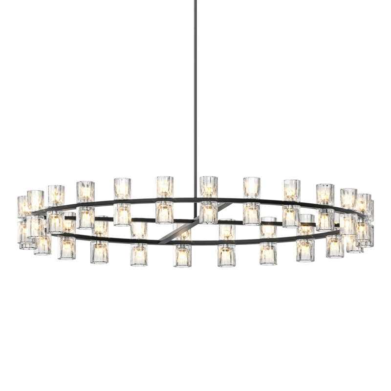 48 pouces en cristal pour la décoration intérieure, design noir luxueux, éclairage à DEL, plafonnier, câblé, 48 W 3, écoénergétique, distribution uniforme, blanc chaud 2700 K, salon et salle à manger design