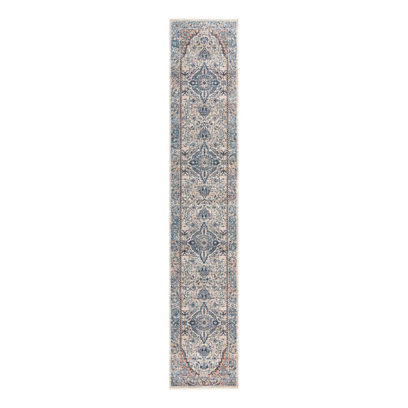 Tapis oriental bleu / rouge / beige Gause, Tapis de couloir 2 pi x 8 pi, null