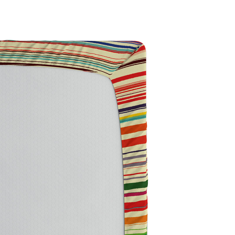 Microfiber Striped Fitted Sheet, Full Fitted Sheet, Red/Orange Striped 10