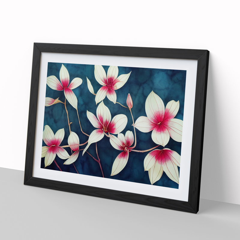 Ethereal Watercolour Flowers - Framed Print, 46cm H x 64cm W x 2cm D, Black