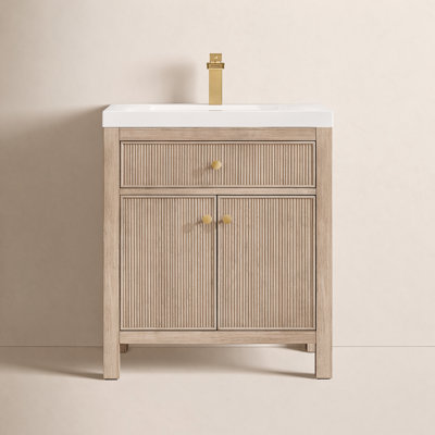 Lala 30" Single Bathroom Vanity in Engineered Stone Integrated Sink without Mirror