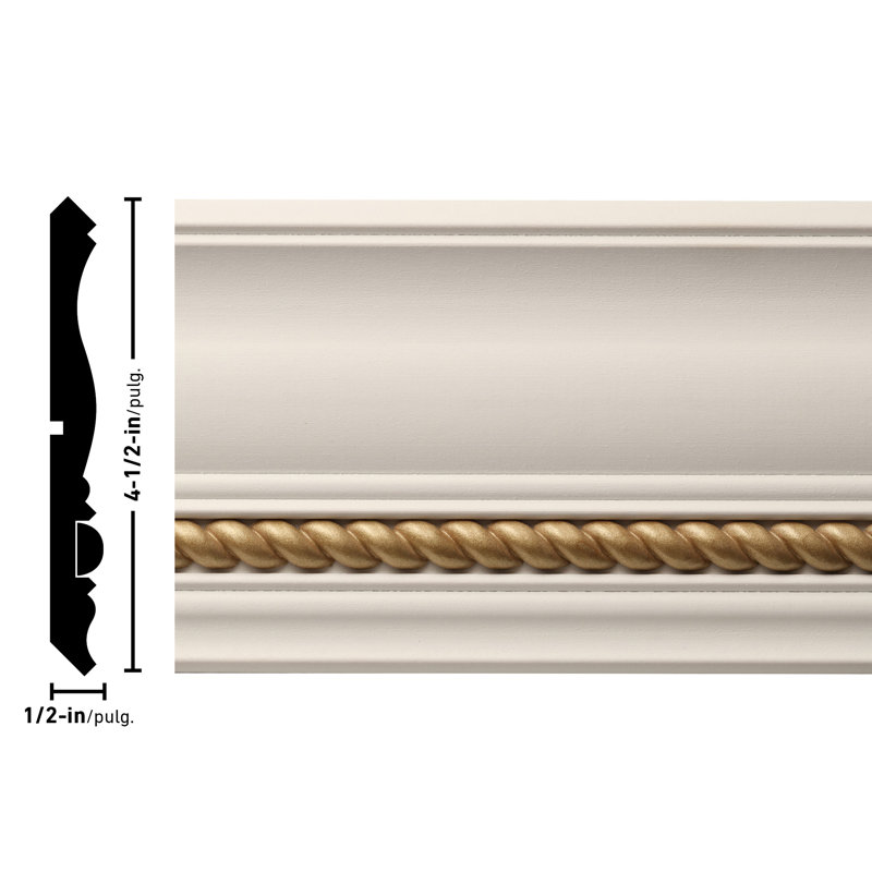 White and Gold Primed 4.5" x 96" Crown Moulding