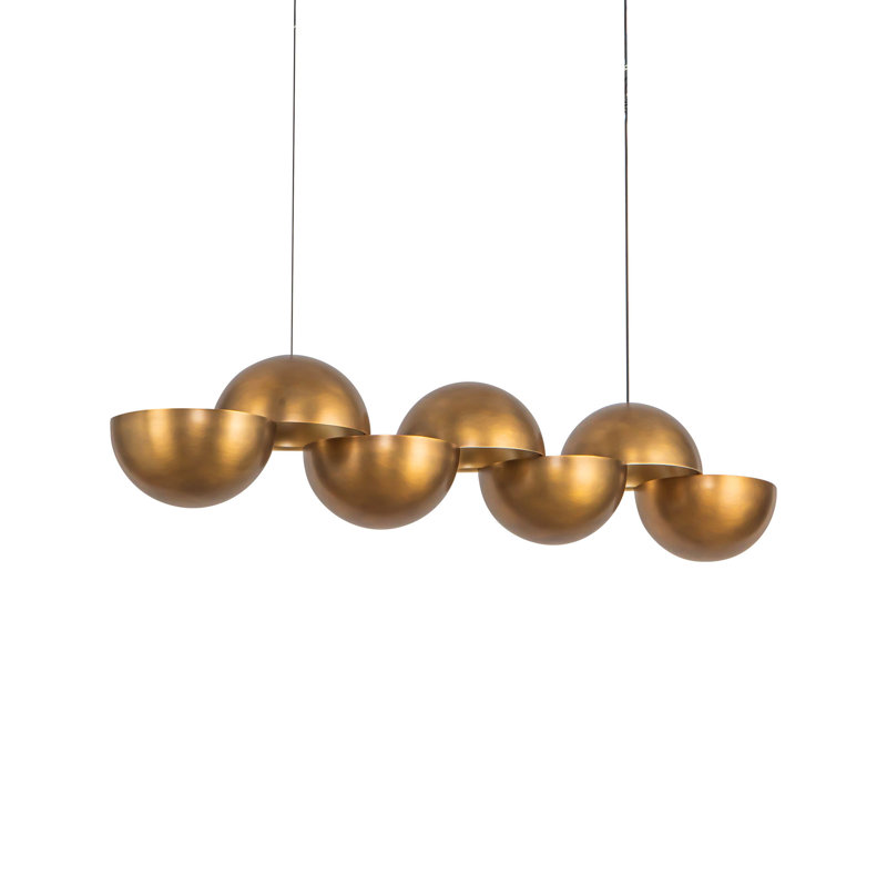Void 41-in Black dimmable LED Linear Pendant, Antique Brass