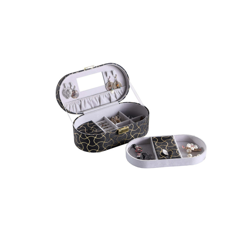 Étui à bijoux en cuir avec miroir 9,5 po