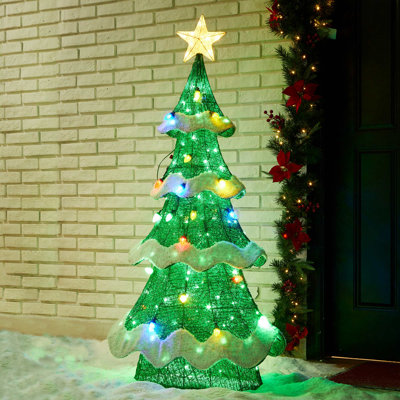 56.25" H LED Lighted Mesh Christmas Tree