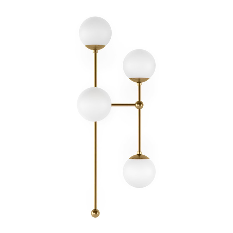 Armstrong 4 - Light Armed Sconce, Opal Matte, Burnished Brass