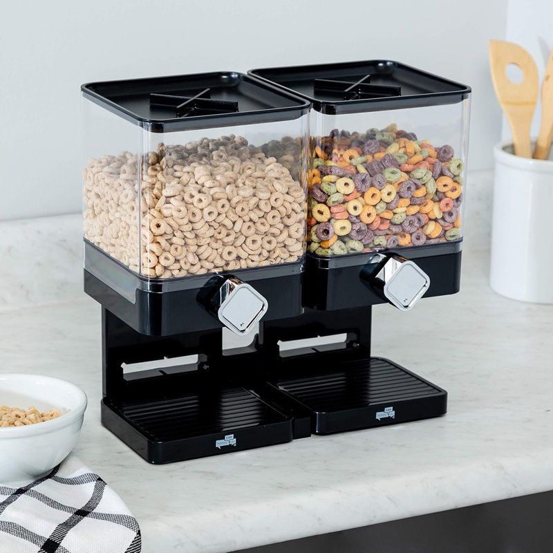 Distributeur compact d'aliments secs, double contrôle, Noir, noir, noir, noir