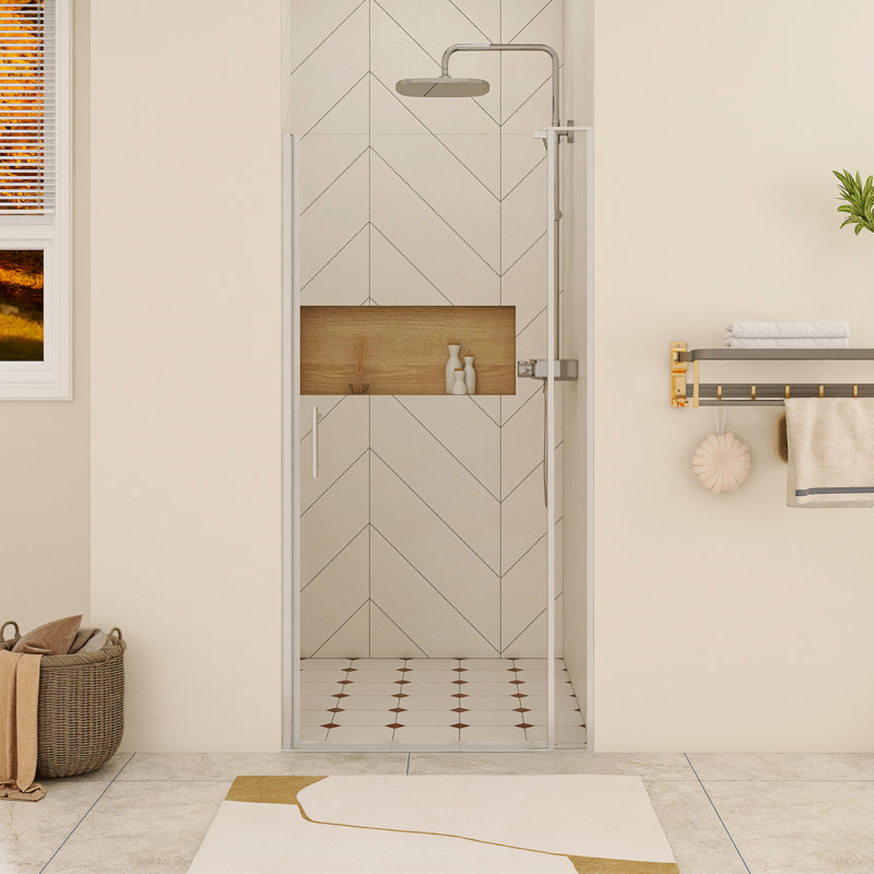 36 po X P 72 po Porte de douche semi-sans cadre H H à finition nickel brossé, Nickel brossé