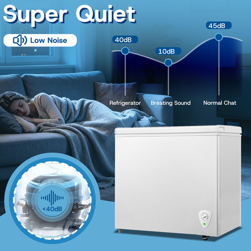 WANAI 6.0 Cu.Ft Chest Freezer FreeStanding Top Door Compact Small Deep Mini Freezer with 3 Removable Baskets, Wheels & Adjustable Feet, 7 Temp Control from -11.2℉ to 50℉, White