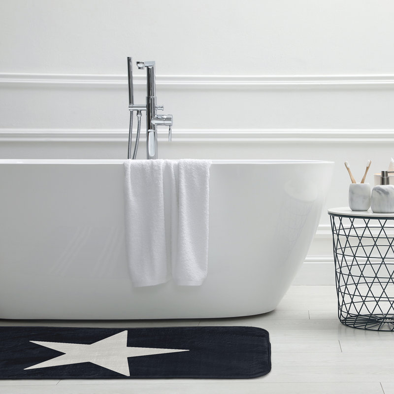 Tapis de bain, L 17 po x L 24 po, Noir / blanc