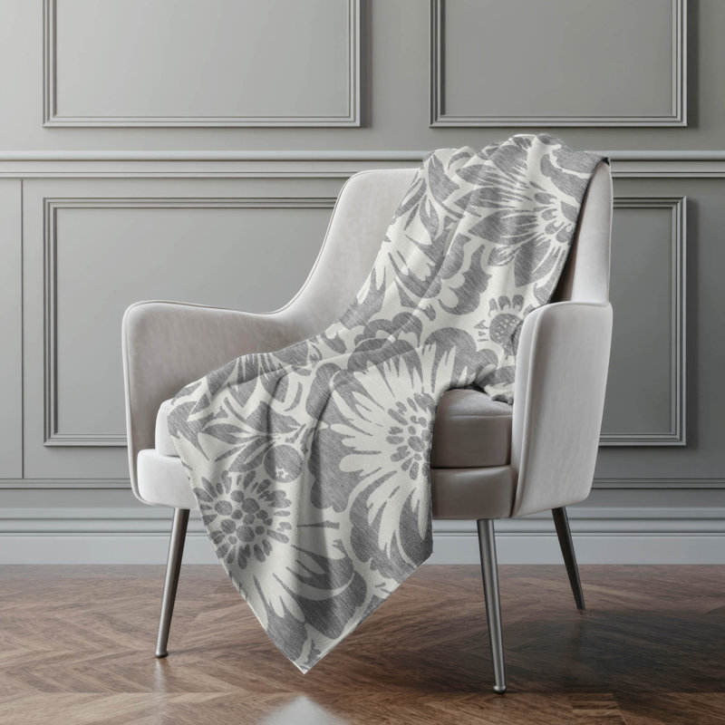 Jeté en sherpa floral Addison, Gris