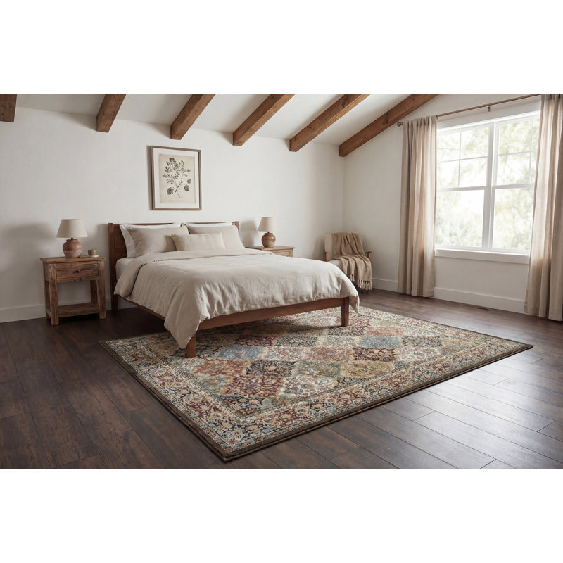 ANCIENT GARDEN 9.2X12.10 57008-3235 BROWN/BLUE, Rectangle 9'2" x 12'10"