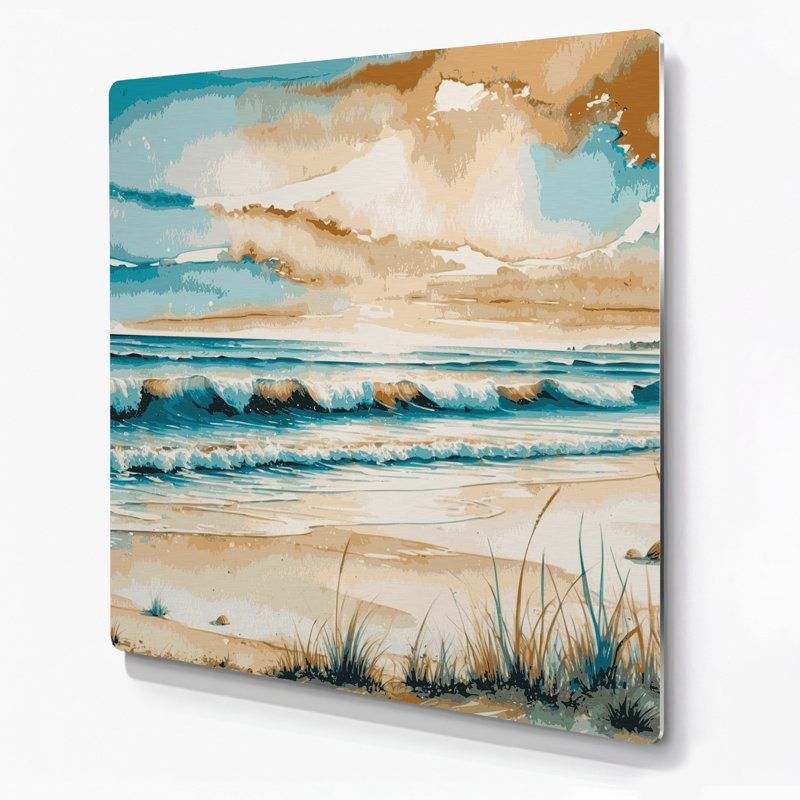 Bord de mer, calendrier, élite, art mural en métal beige, H 8 po x l 8 po