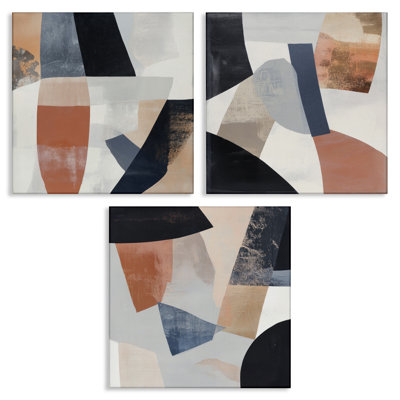 Fragmented Visions Abstracts 3pc Canvas Set, design by Mona Grace