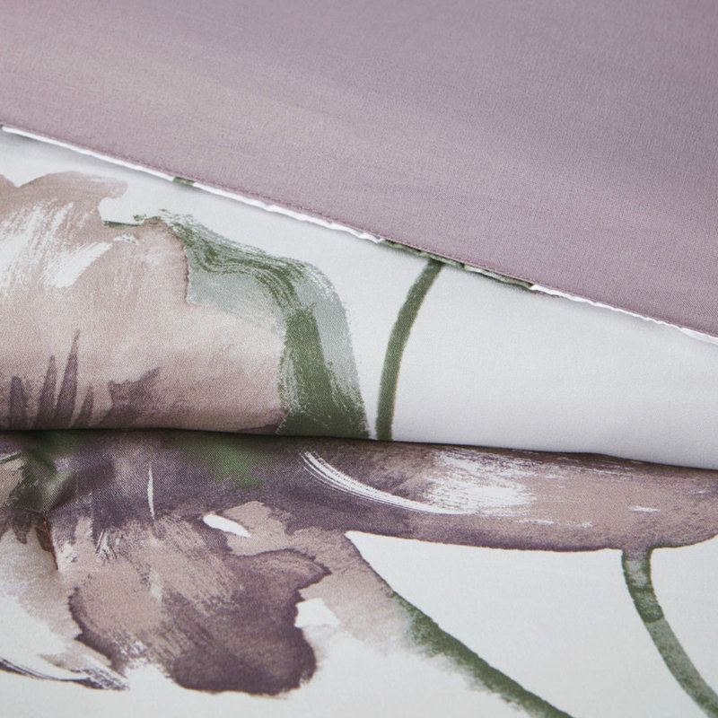 Édredon très grand avec draps doux - mauve, motif taupe et motifs de draps