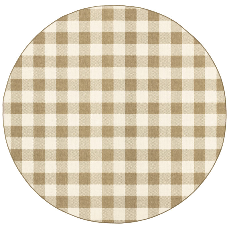Tapis brun clair / ivoire Lyle, Rond 7 pi 10 po