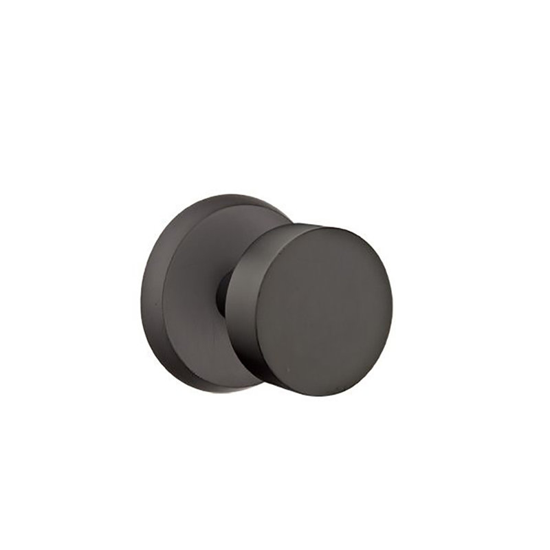 Emtek Passage Knobset w/ Sandcast #2 Rosette and Round Knob, Flat Black Bronze