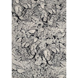 Kubla Wool Floral Area Rug in Black/Ivory/Gray