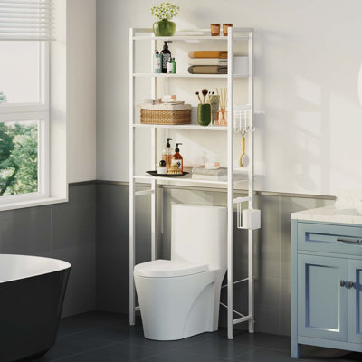 Rangement au-dessus de la toilette l 23,6 po x H 68 po x P 9,4 po avec tablette à 4 niveaux et 4 crochets Calirose