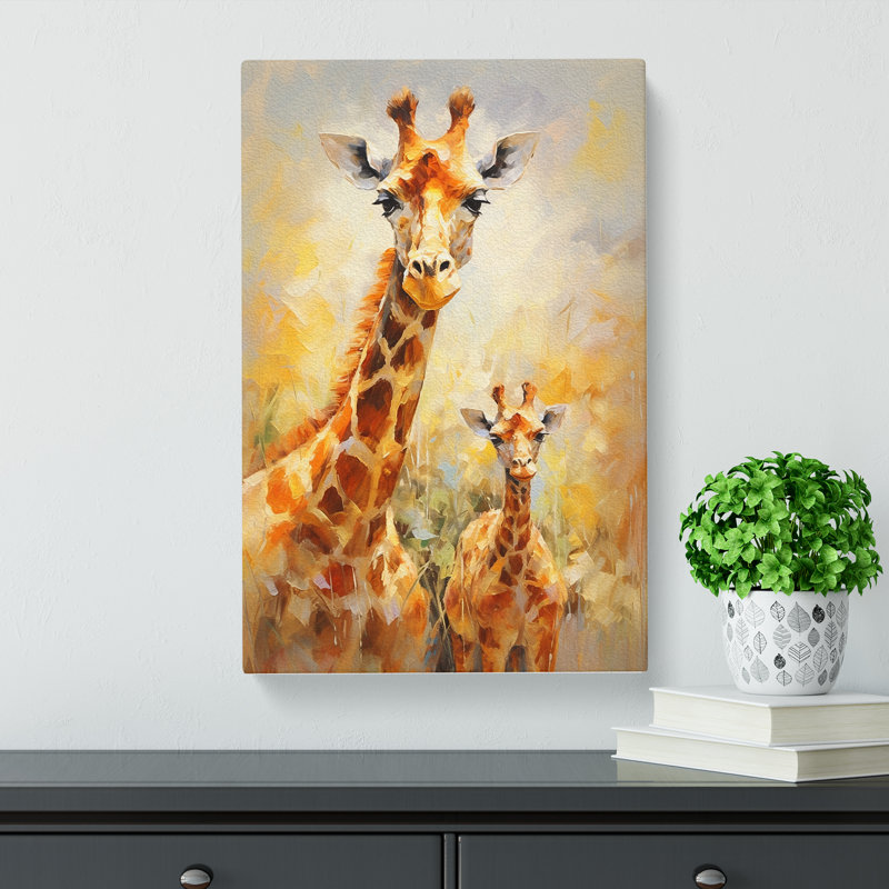 Giraffe Impressionism No.2 - Wrapped Canvas, 76cm H x 50cm W x 3cm D