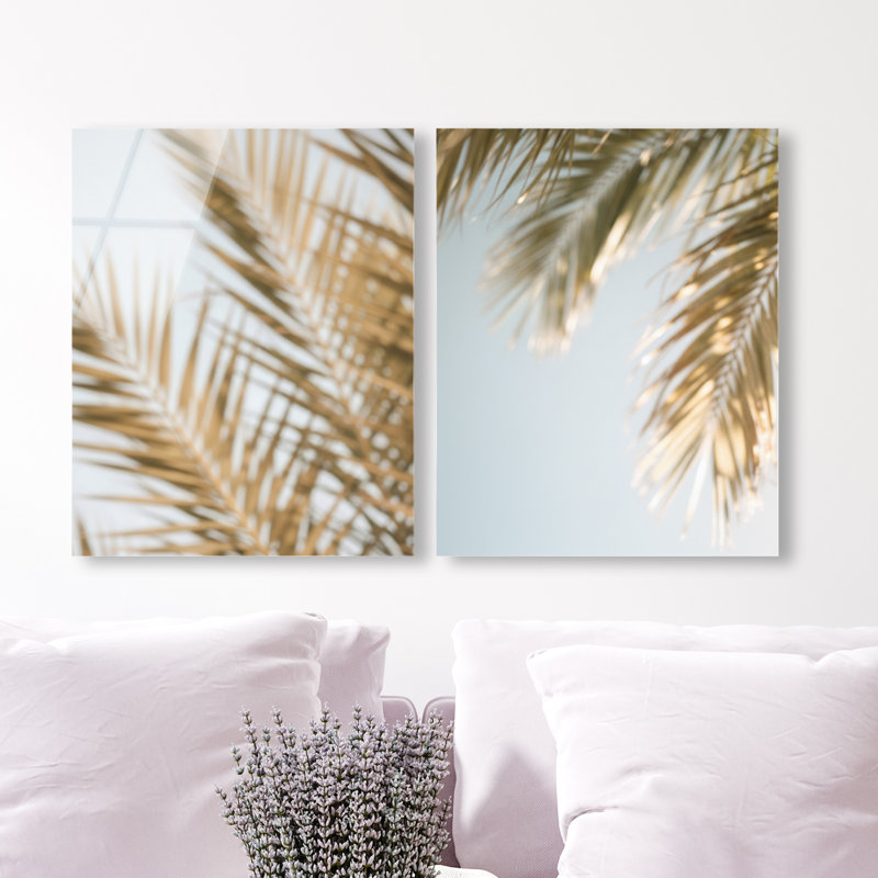 Palm Visions Set High-Gloss Frameless Acrylic Glass Wall Art Floral & Botanical Print by Oliver Gal, Ready to Hang, 16 x 20