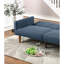 Polyfibre marine de style transitionnel avec accoudoirs carrés et coussin pour les pieds en bois du canapé - espace de vie principal idéal-1876376233