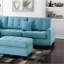 Ensemble de salon modulaire contemporain bleu avec méridienne réversible et coussins en polyfibre 3 pièces