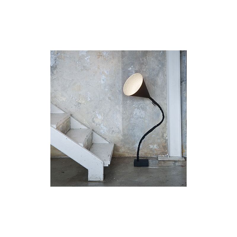 Black Arched Floor Lamp with Outlet