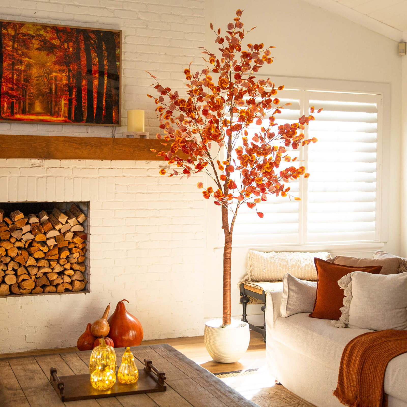 108" Pre-Lit Eucalyptus Tree in Nursery Pot, 108" H x 44" W x 44" D