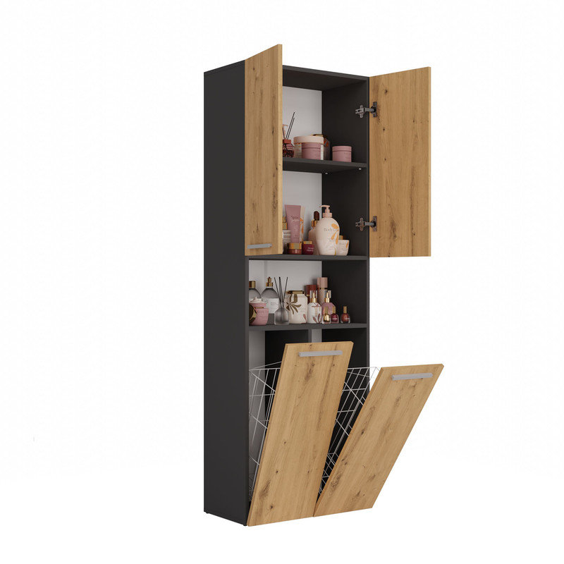 MDF/Chipboard Linen Cabinet, Brown/Grey