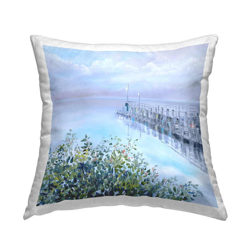 Coussin décoratif imprimé Foggy Harbor Dock par Meredith Howse