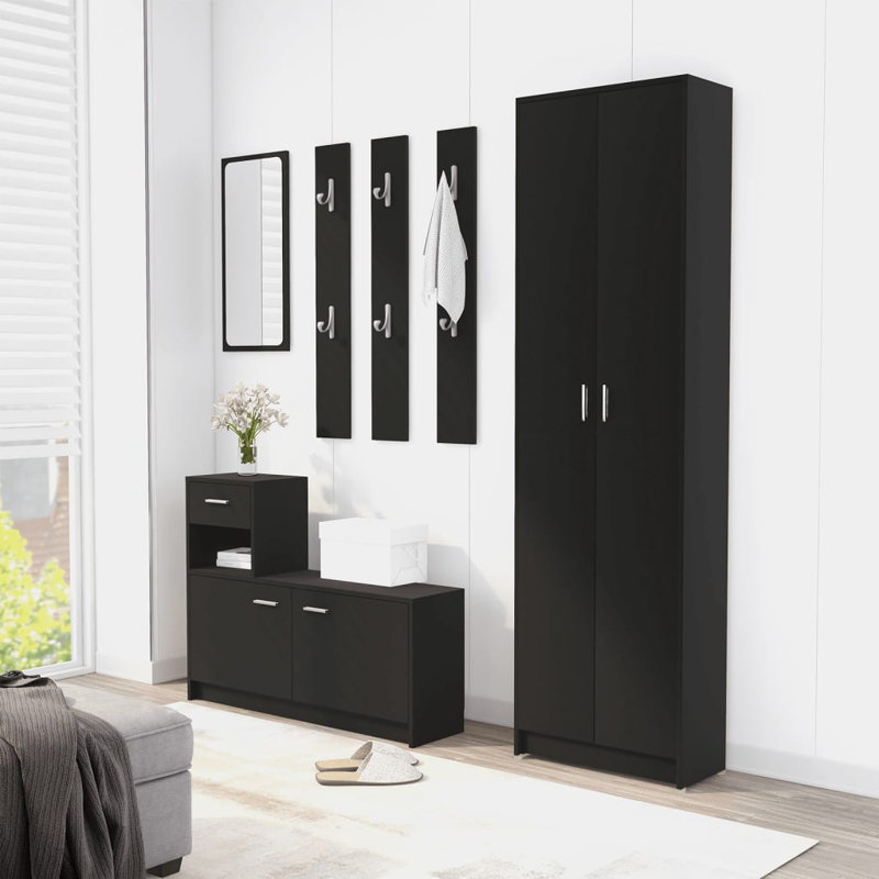 Ignatius 2 Door Wood Wardrobe, Black