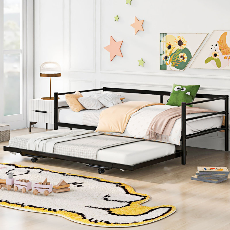 Lit de jour simple en bois massif par Latitude Run®, Noir