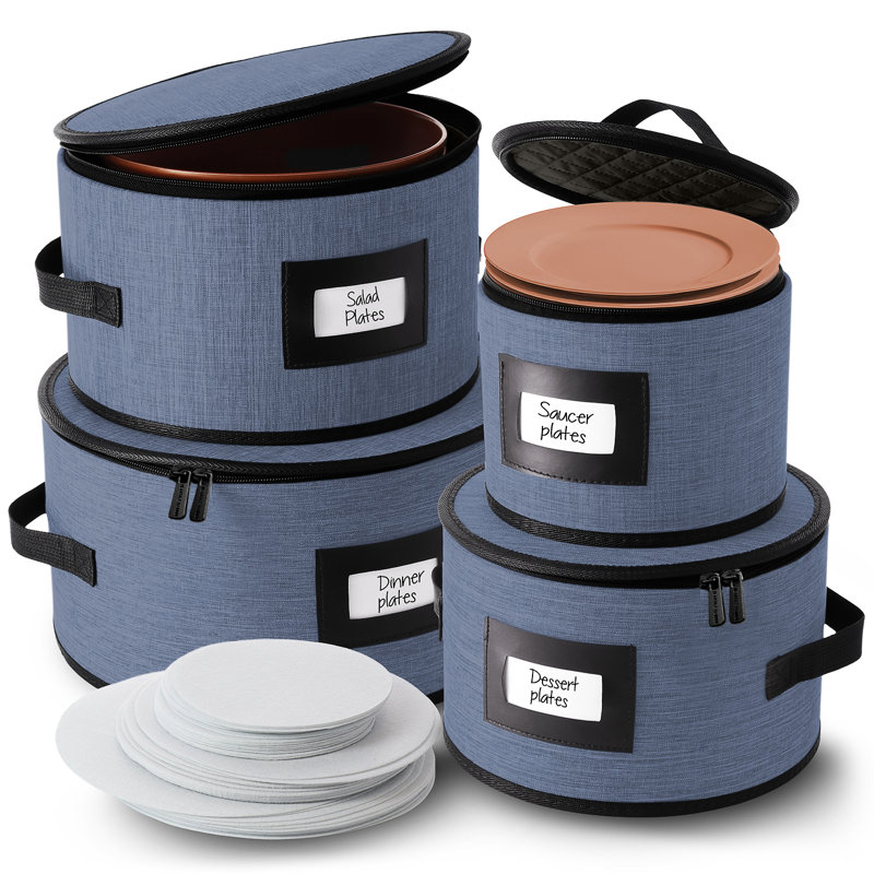 4-Piece Hard Shell Dinnerware Storage Set, Beige