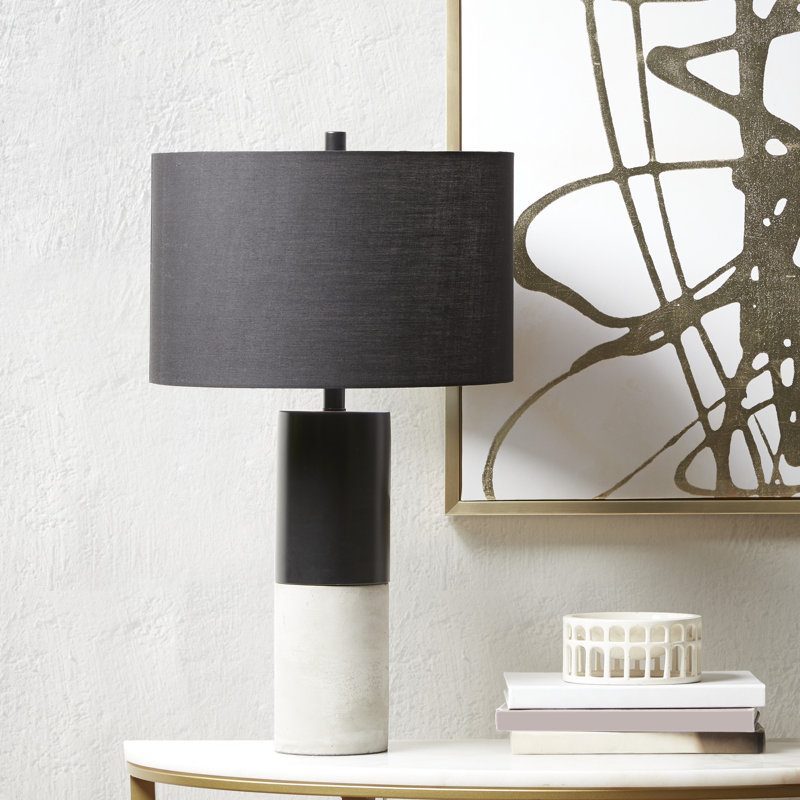 Fulton 27.5" Black Concrete and Steel Table Lamp Set